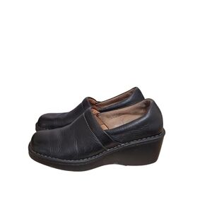 BOC Born Concepts Shoes Womens 9.5 Profesional Clogs Wedge Casual Black Leather